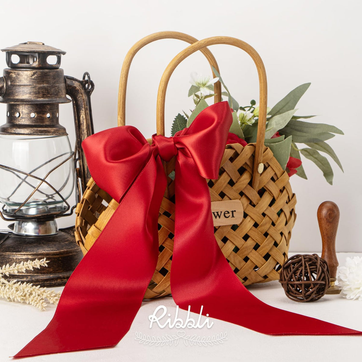 Ribbli Red Double Faced Satin Ribbon, 3” x Continuous 10 Yards,Use for Bows Bouquet,Christmas Gift