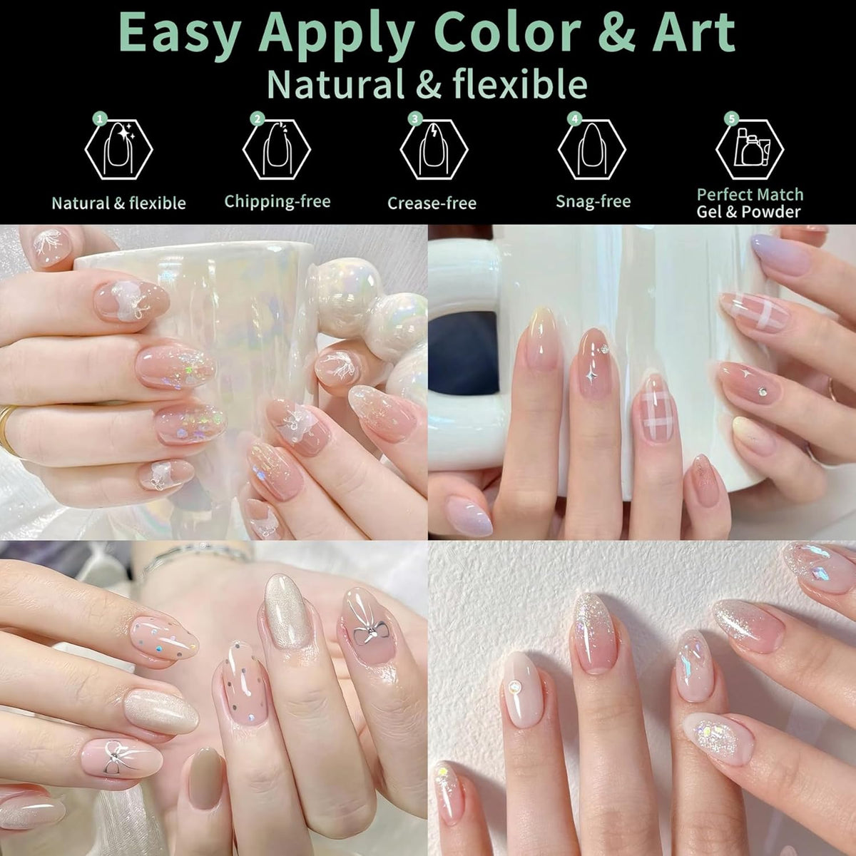 Medium Round Oval Nail Tips, 216pcs Acrylic Fake Nails Gel Nail Tips Soft, Full Cover Pre-Shaped