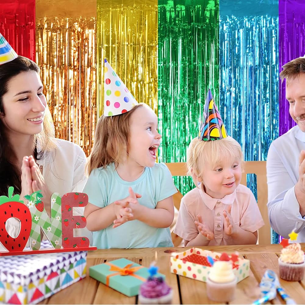 TONIFUL 2Pcs Rainbow Door Streamers,Party Photo Booth Backdrop Metallic Streamers Rainbow Foil