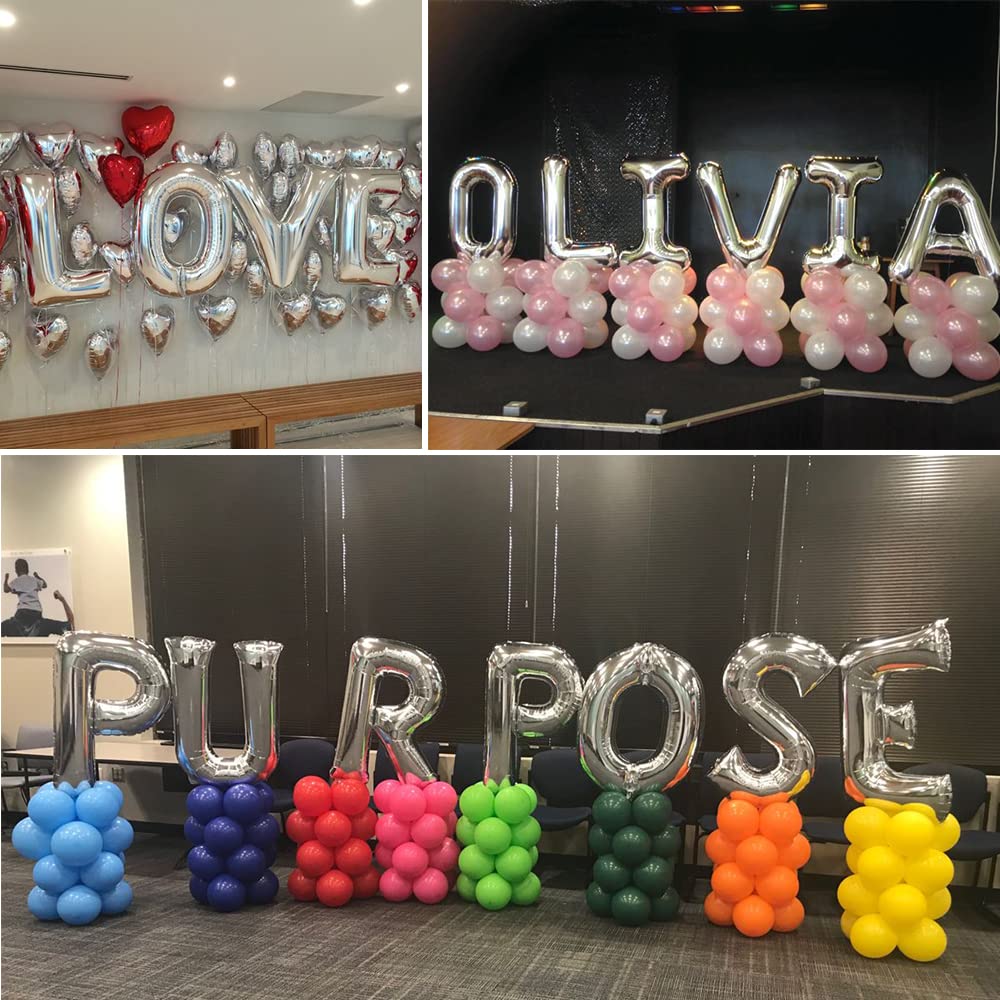 TONIFUL 40 Inch Large Silver Letter A Foil Balloons Alphabet Balloons
