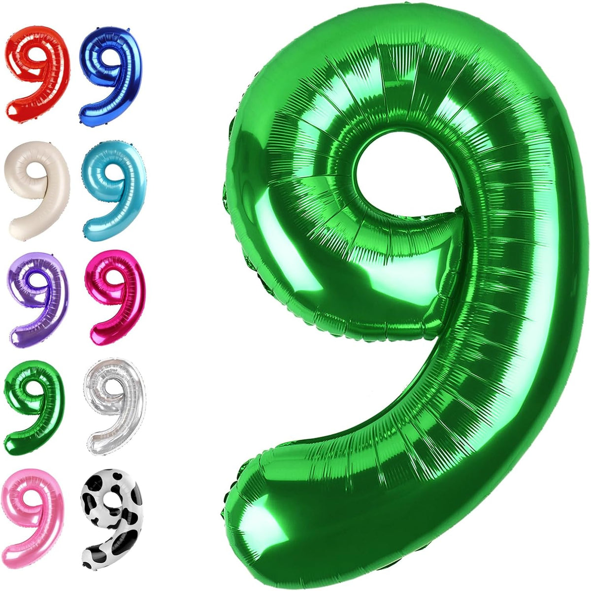 40 Inch Big Green 9 Balloon Number, Jumbo Giant Happy 9th 19 29 39 49 99 Birthday Party