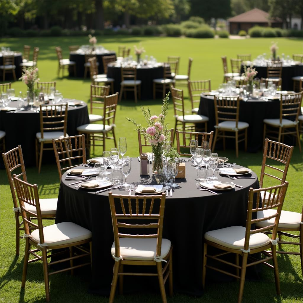 sancua Round Tablecloth - 120 Inch - Water Resistant Spill Proof Washable Polyester Table Cloth