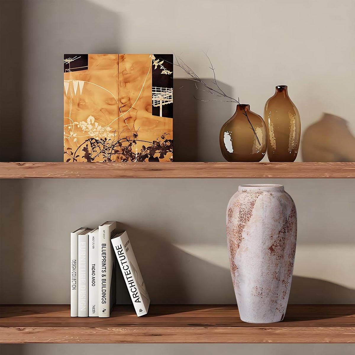 Large Rustic Vase for Flowers,13.8'' White Farmhouse Ceramic Vases for Home Decor, Minimalist