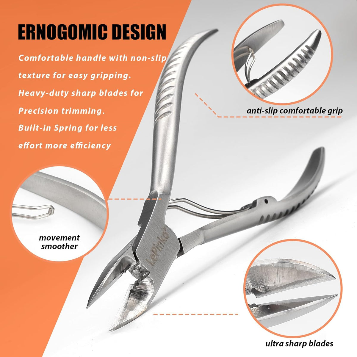Heavy Duty Podiatrist Toenail Clippers for Thick and Ingrown Nails, Hand Forged Stainless Steel Toe