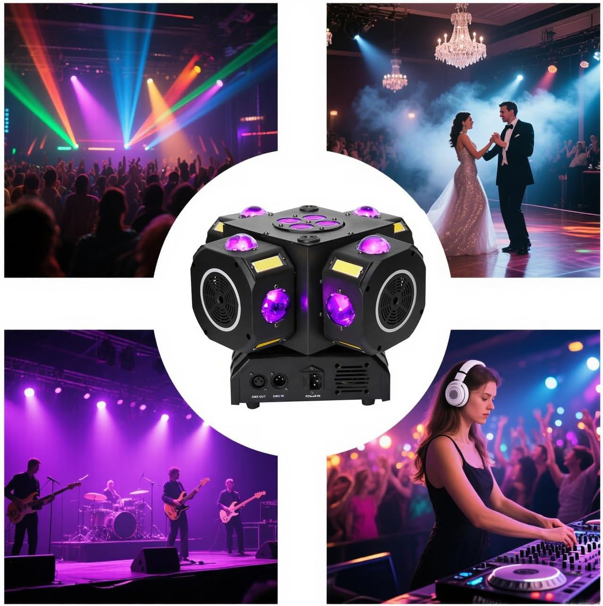 Moving Head DJ Lights 180W LED with 4 Rotating Head,16X10W RGBW 4-in-1 Multiple Effects