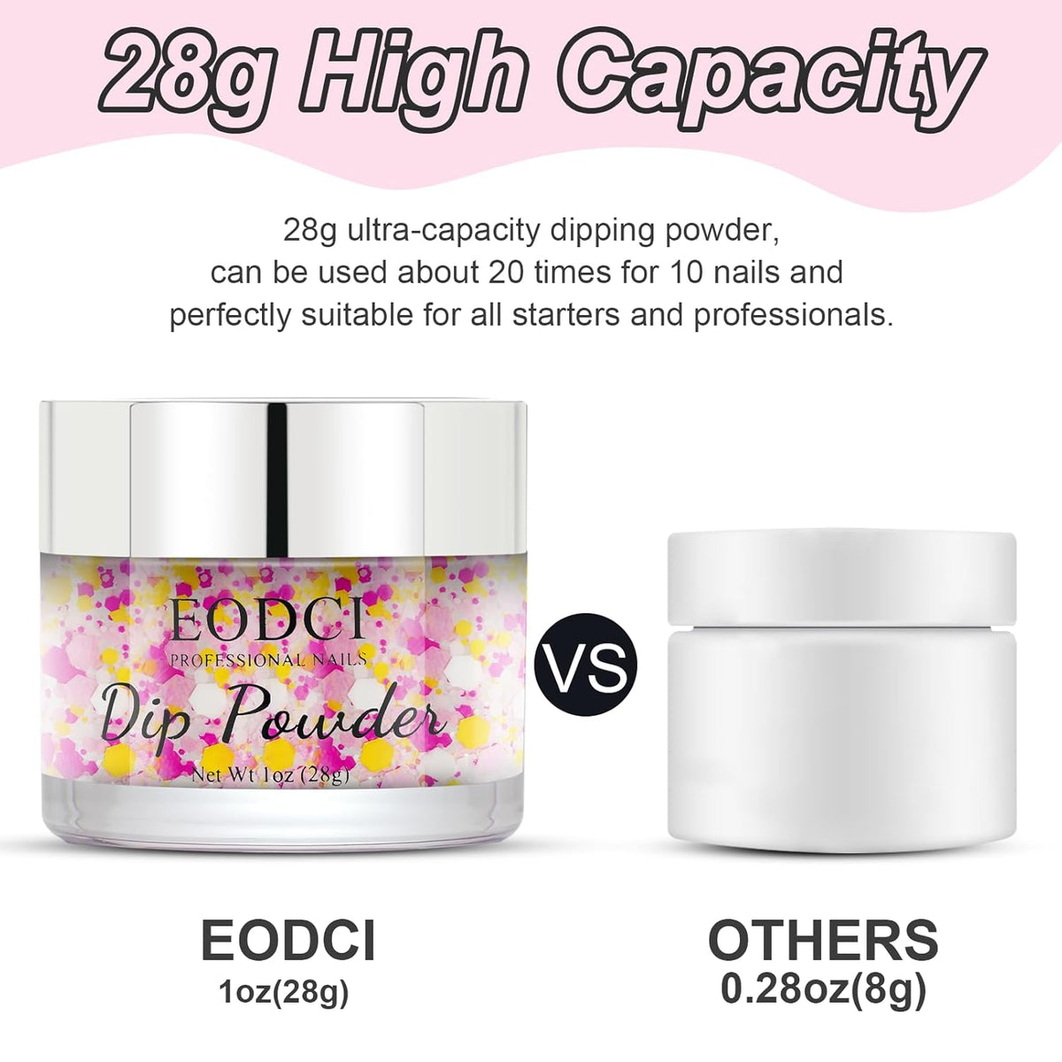 Glitter Dipping Powder, Sprinkle On Glitter Collection - Hot Pink Dip powder - No Needed UV Lamp
