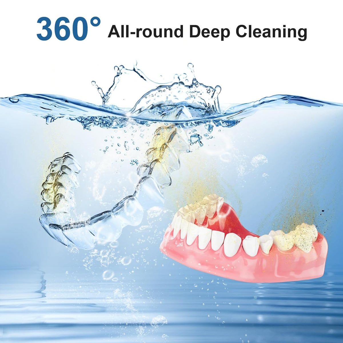 Ultrasonic Retainer Cleaner,50kHz Ultrasonic Denture Cleaner Machine for Aligner, Night guard