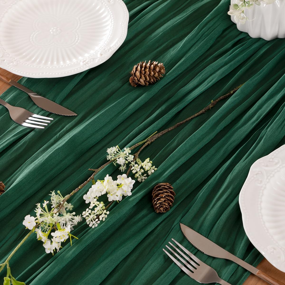 Emerald Green Table Runner Cheesecloth Table Runner 4 Pack 10FT Farmhouse Table Runners 120 Inches