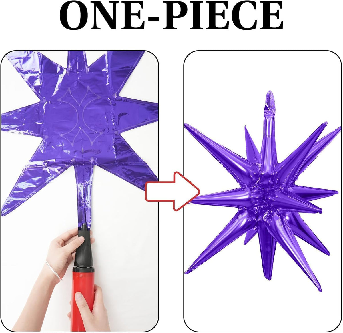 Purple Star Balloons 12pcs, 27/22 Inch Foil Star Explosion Balloons, Large Spike Mylar Cone
