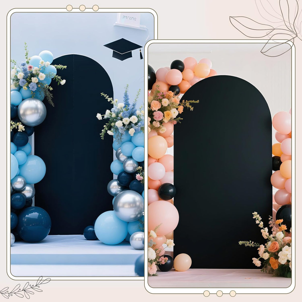 Ledido Wedding Arch Backdrop Cover 6FT Arch Covers Fitted Stretchy Spandex Round Top Stand Backdrop