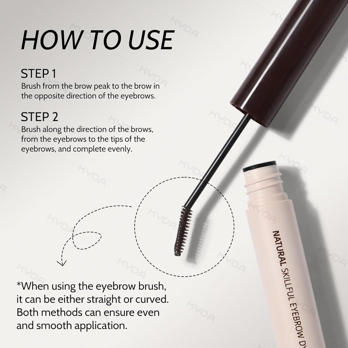 KYDA 2 Pcs Tinted Eyebrow Cream, Ultra-Fine Brush Tinted Brow Gel, Waterproof Smudgeproof Eyebrow