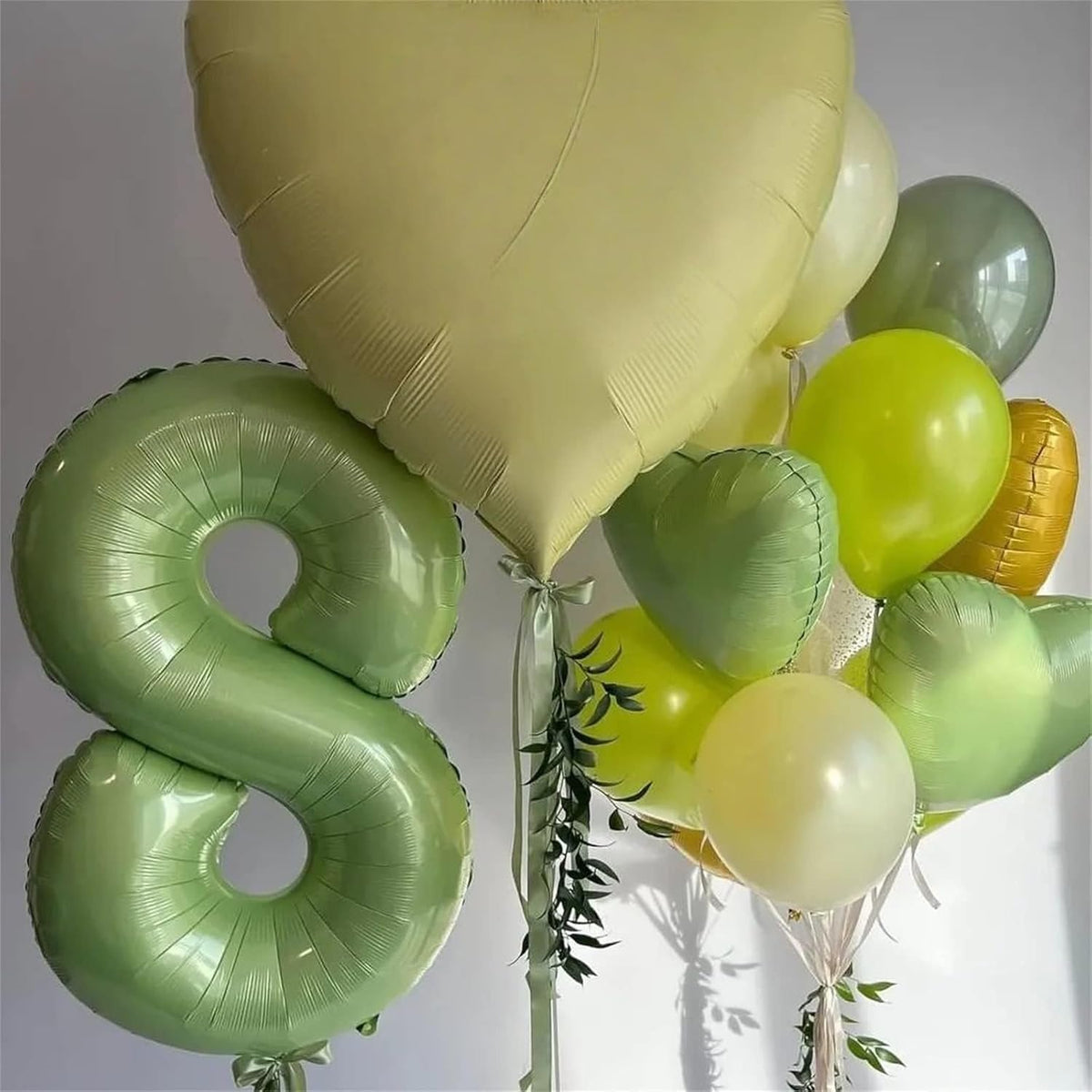40 Inch Balloon Number 0 Sage Green, Large Foil Olive Green Number Balloons Set 0-9, Digital 0