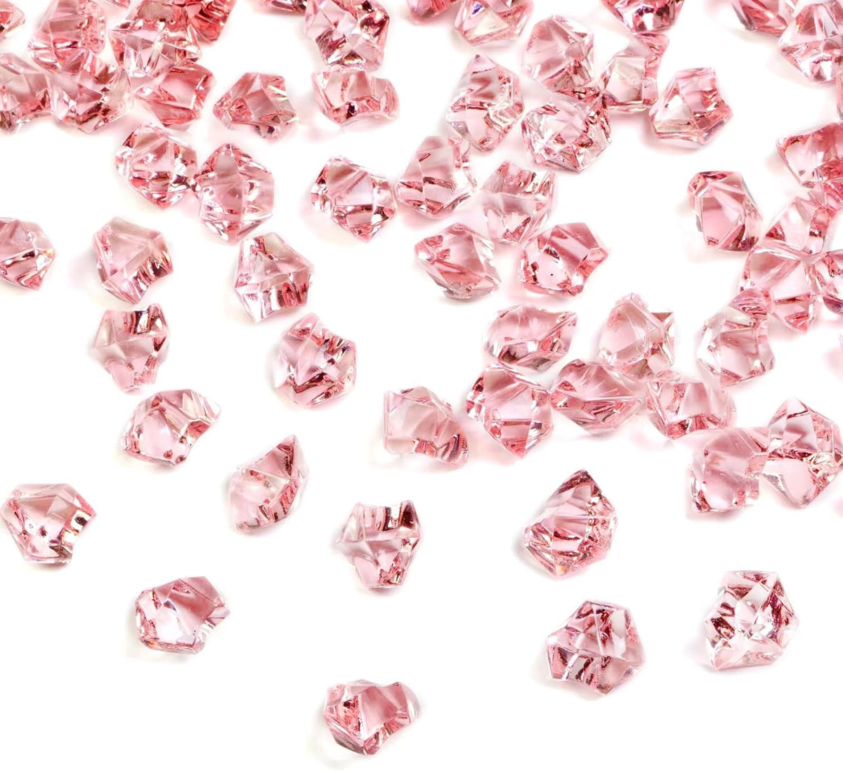 HappyFiller 15 OZ Pink Faux Ice Rocks 170 PCS Fake Crystal Cubes Stones Acrylic Gem for Glass Vase