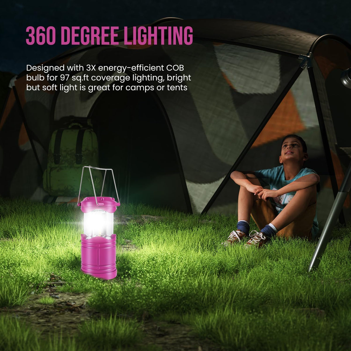 Lichamp LED Camping Lantern, 4 Pack Battery Powered Flashlight for Power Outages, Portable