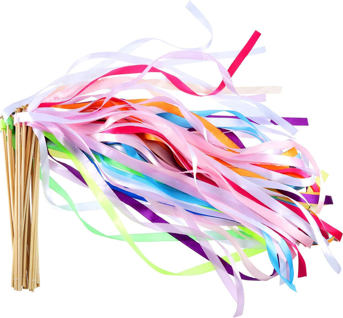 Boao 40 Pieces Mixed Color Ribbon Sticks with Bell, Ribbon Sticks for Stick Party, Streamers for