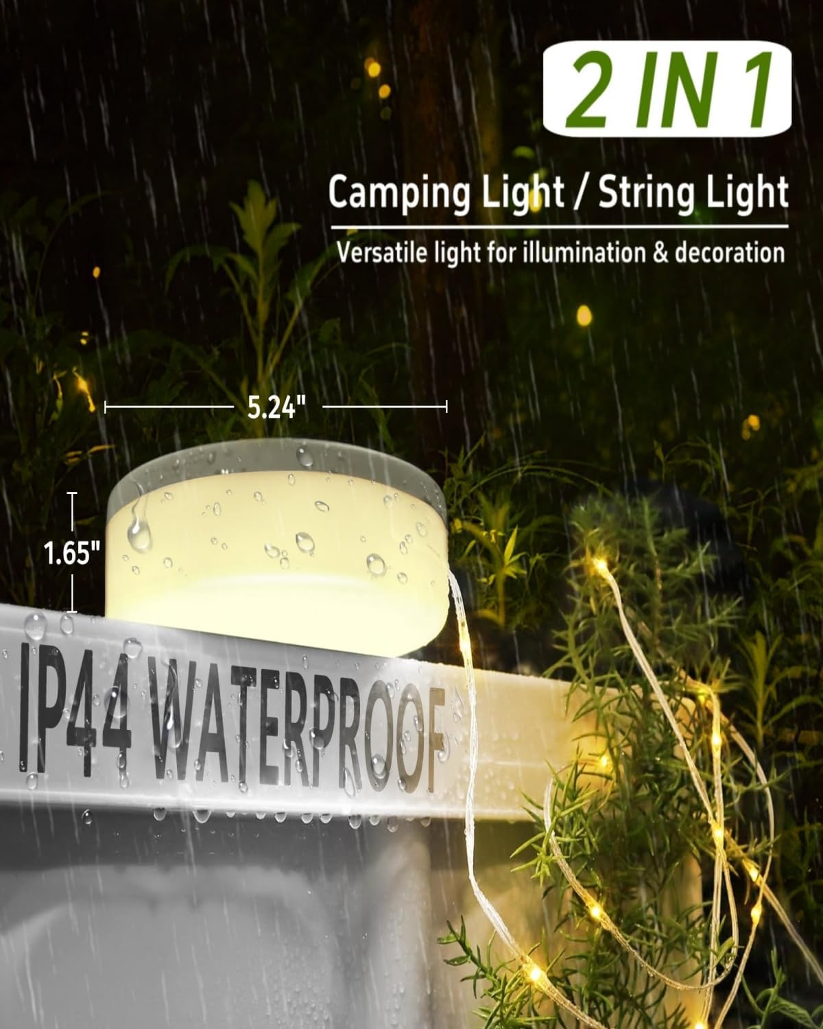 Solar Camping String Lights, 39.4FT Fairy String Lights 150LEDs, Portable Waterproof Camp Lamp with