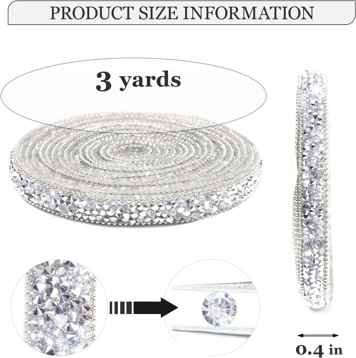 Rhinestone Ribbon 3 Yards Self Adhesive Rhinestone Strips Diamond Ribbon Sticker Crystal Roll