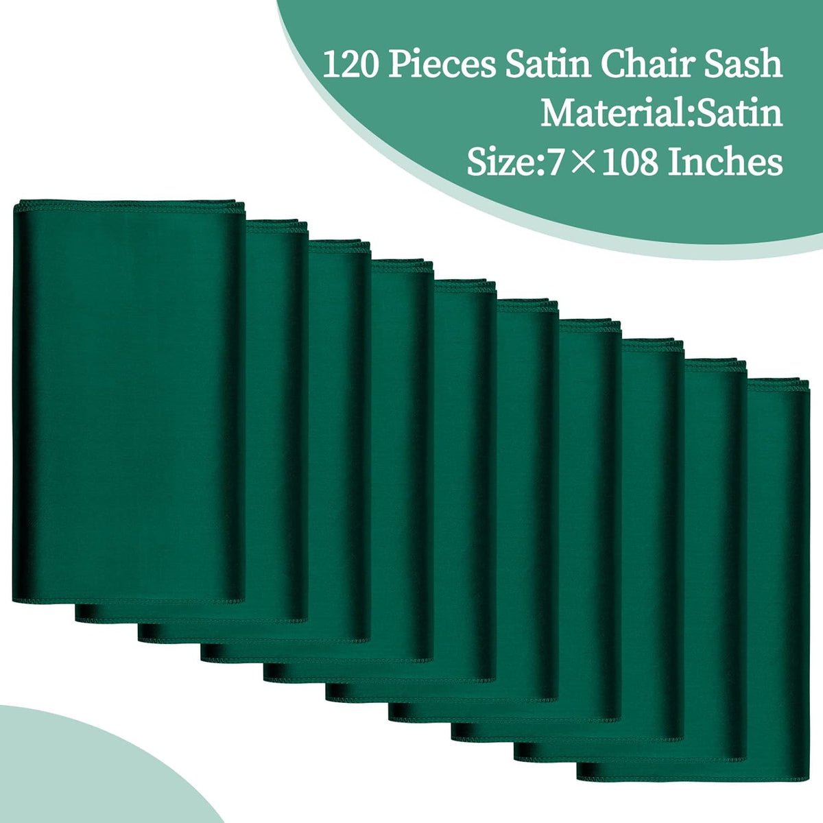 fani 120 PCS Forest Green Satin Chair Sashes Bows Universal Chair Cover for Wedding Reception