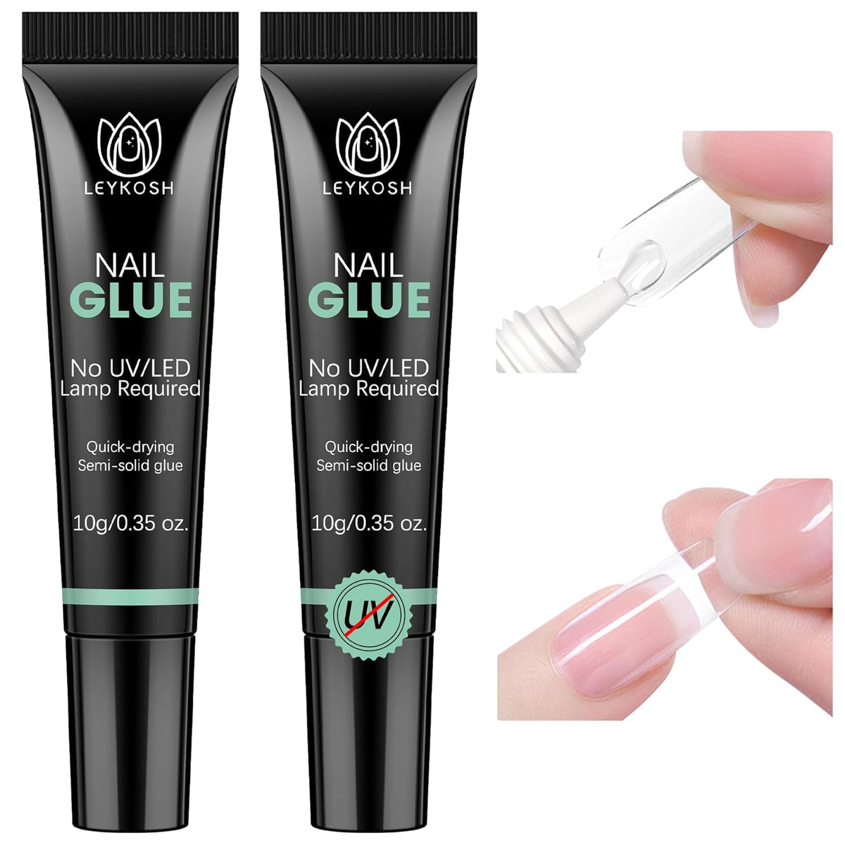 Nail Glue for Press Ons, 10s Fast-Drying No U V Light Needed - Upgrade Super Strong Semi Solid Nail