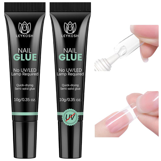 Nail Glue for Press Ons, 10s Fast-Drying No U V Light Needed - Upgrade Super Strong Semi Solid Nail