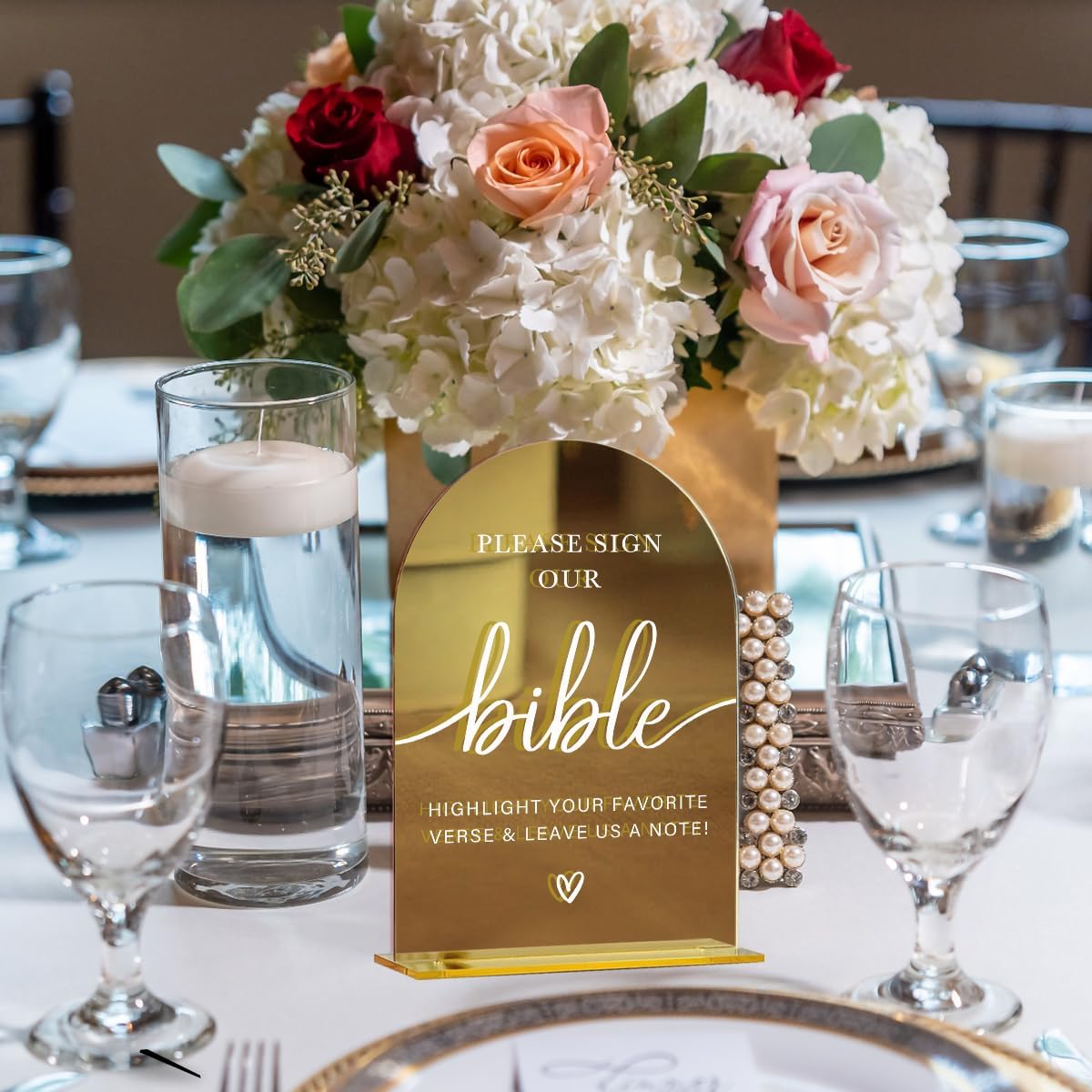 Acrylic Wedding Sign, Bridal Shower Decorations, Please Sign Our Bible Sign for Ceremony, Modern