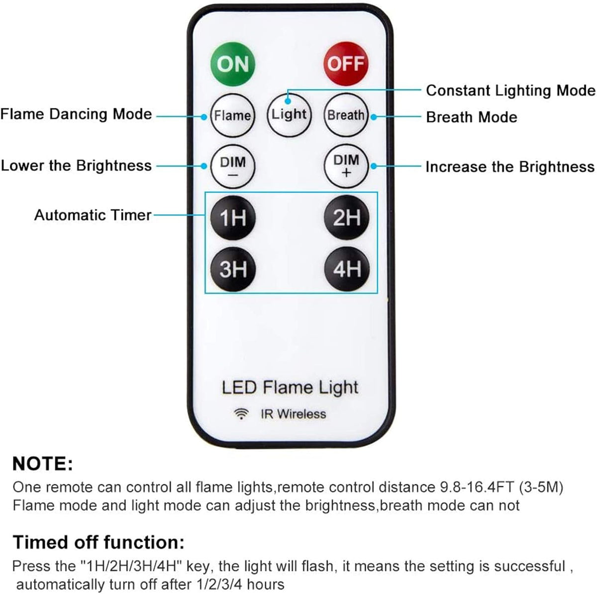 LED Flame Effect Light, USB Rechargeable Outdoor Flame Table Lamp Waterproof Dimmable 4 Modes