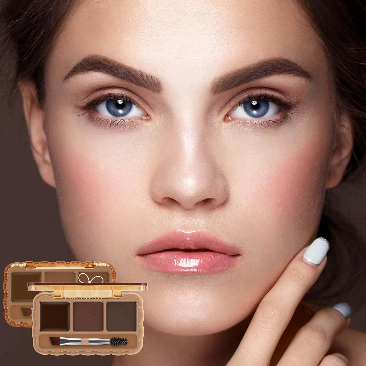 Boobeen Eyebrow Palette, 7 Colors Brow Powder Kit, Eye Brow Pomade with Double-ended Brush