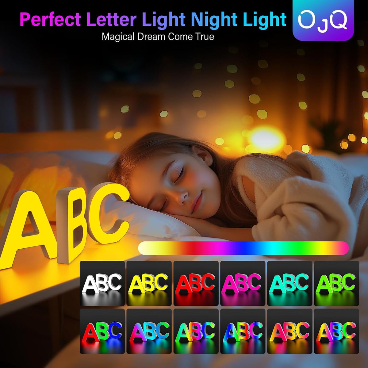 OJQ Light Up Letters LED Letter - Marquee Letters Room Decor Alphabet Letter Music Sync Color