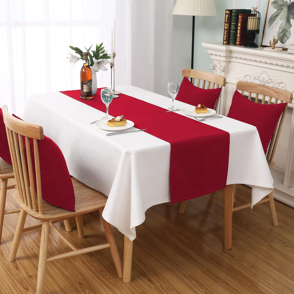 DUALIFE 2 Pack Table Runner 14 x 72 Inch Long Table Cloth Table Runners for Wedding Engagement