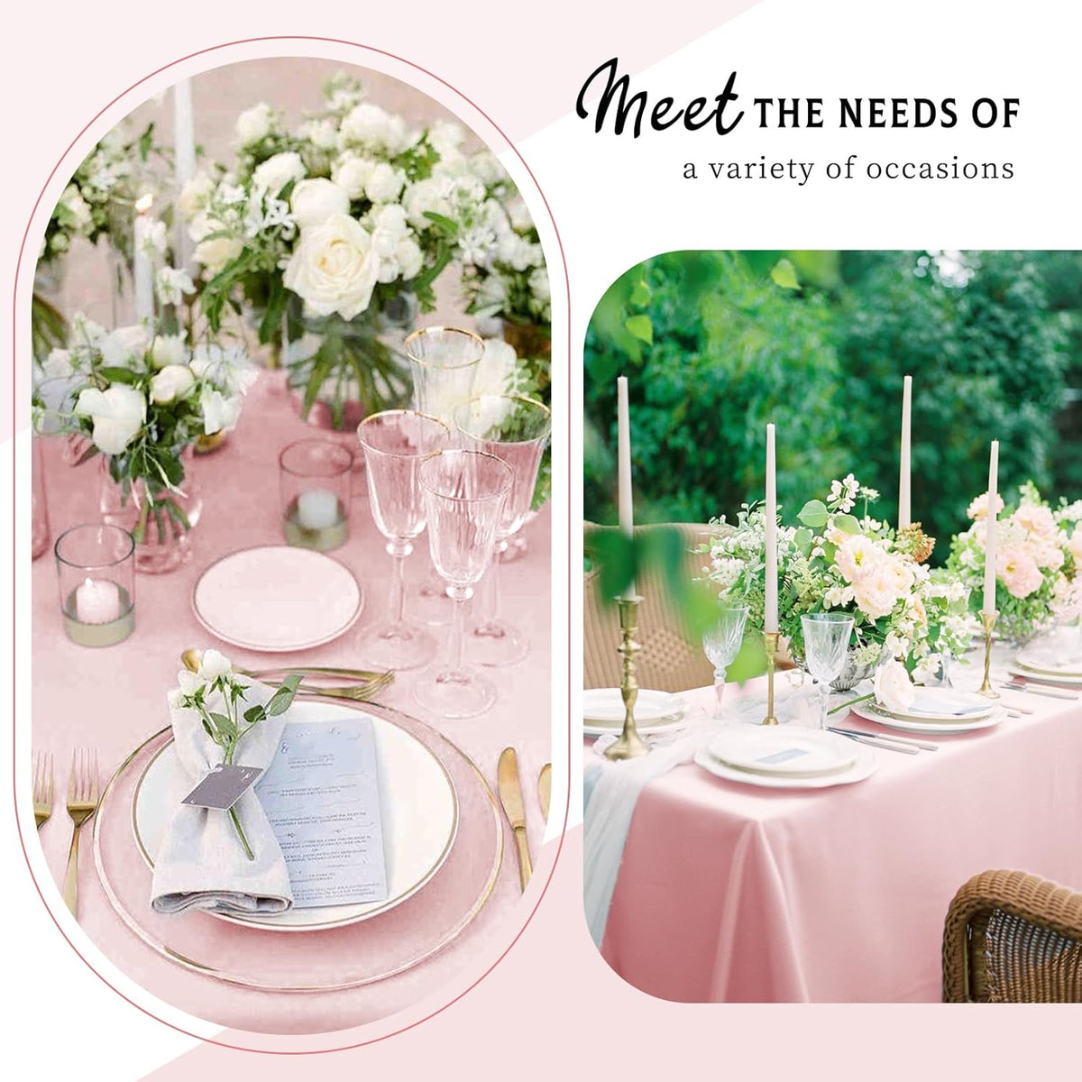 6 Packs Satin Tablecloth 57 x 108 Inch Rose Gold Rectangular Table Cloth Silk Tablecloth Smooth