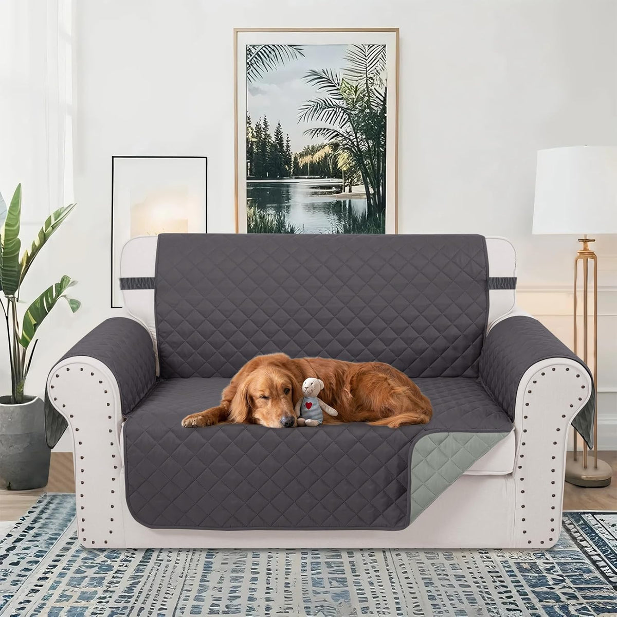 Reversible Loveseat Sofa Covers Couch Cover Furniture Protector for 2 Cushion Couch