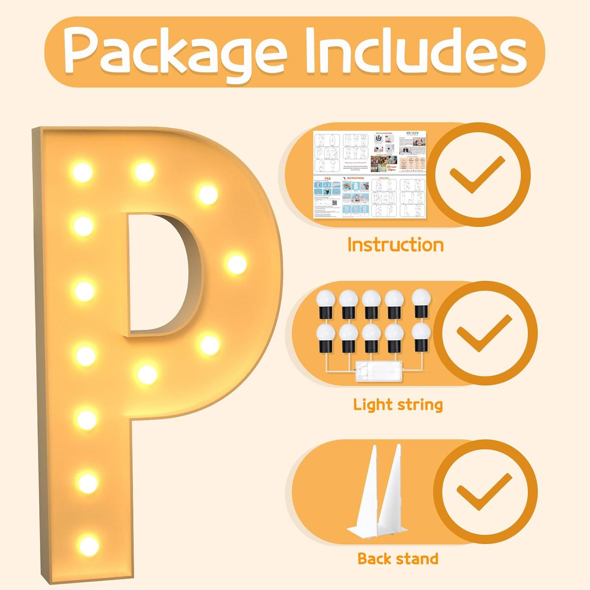 Marquee Letters 4 Feet Tall Large Light Up Letters P Happy Birthday Decorations Marry Me Proposal