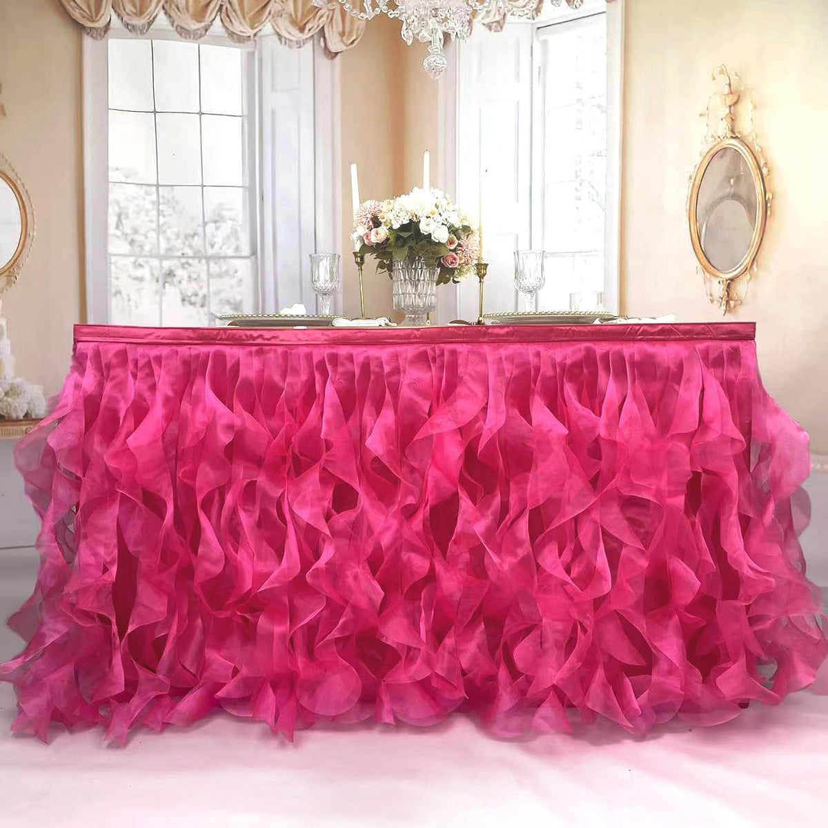 Luxury Organza Mesh Table Skirt Draping Floating Romance - Perfect for Bridal Showers, Birthday