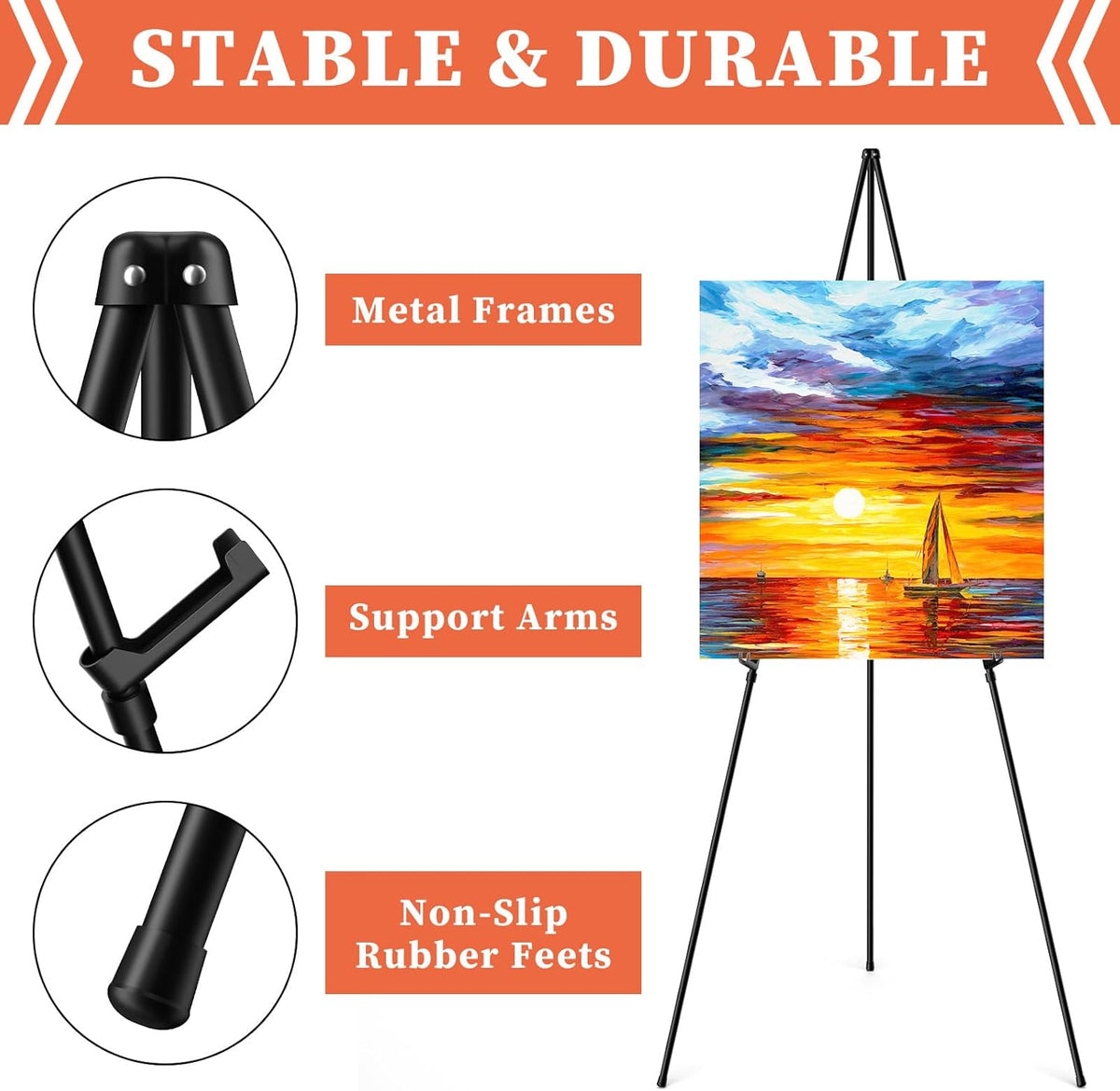 Easel Stand for Sign, 63" Portable Easels Stand for Display, Lightweight Adjustable Tripod Art