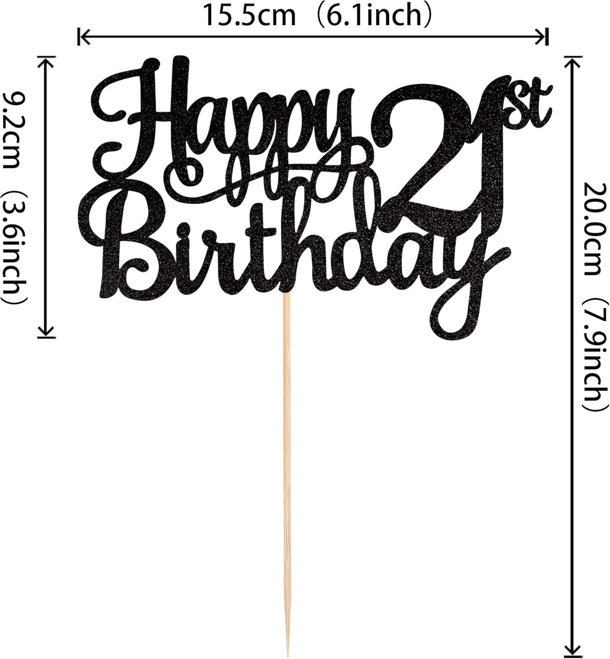 1 PCS Happy 21st Birthday Cake Topper Glitter Cheers to 21 Years Cake Pick 21 Fabulous Cake