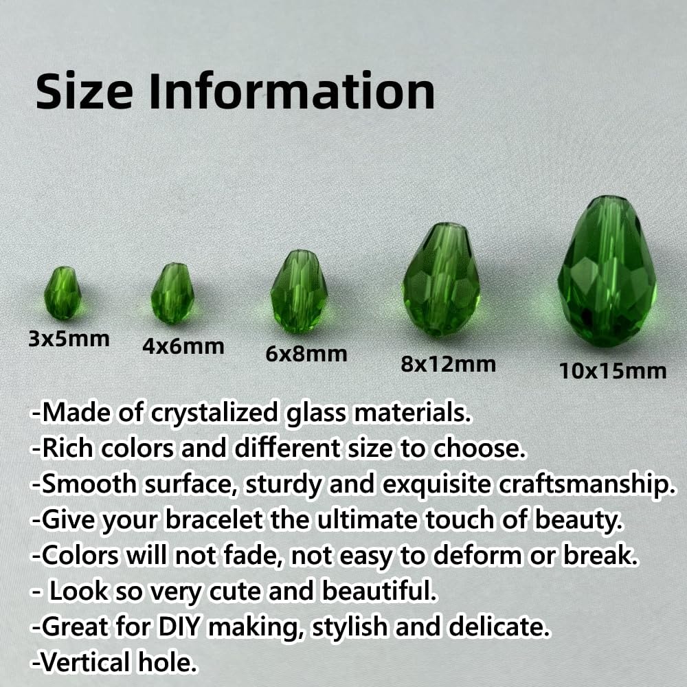 150pcs 4x6mm Teardrop Crystal Glass Beads for Jewelry Making, Faceted Vertical Hole Teardrop Glass