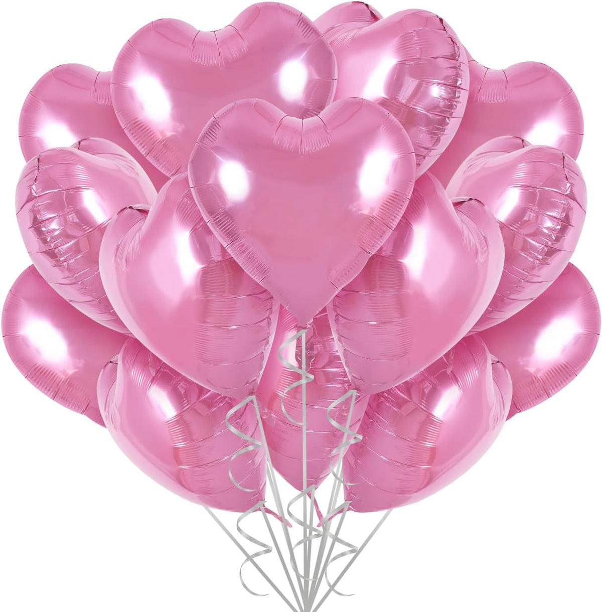 TONIFUL 30Pcs 18 Inch Pink Heart Balloons Pink Heart Shape Foil Mylar Balloons Decoration for