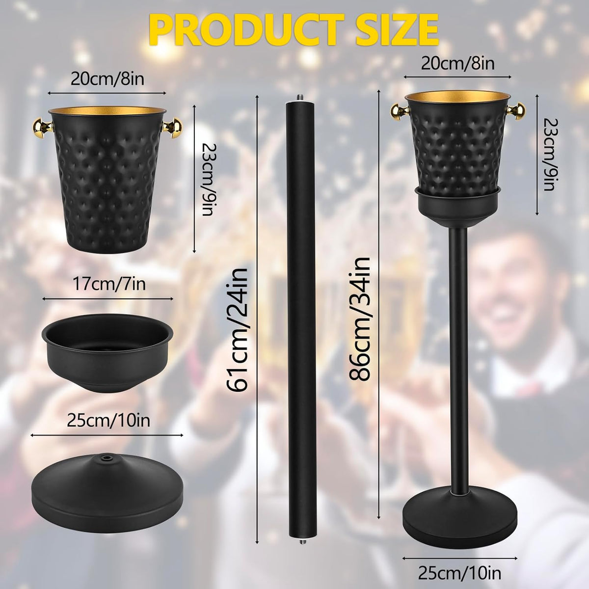 Champagne Bucket with Stand,5L Ice Bucket with Stand,Wine Chiller Bucket,Stainless Steel Champagne