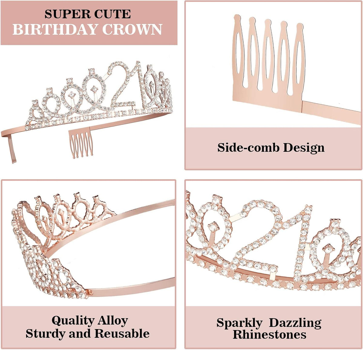 21st Birthday Decorations for Her, Including 21st Birthday Sash and Tiara, Cake Topper, Candles, 21