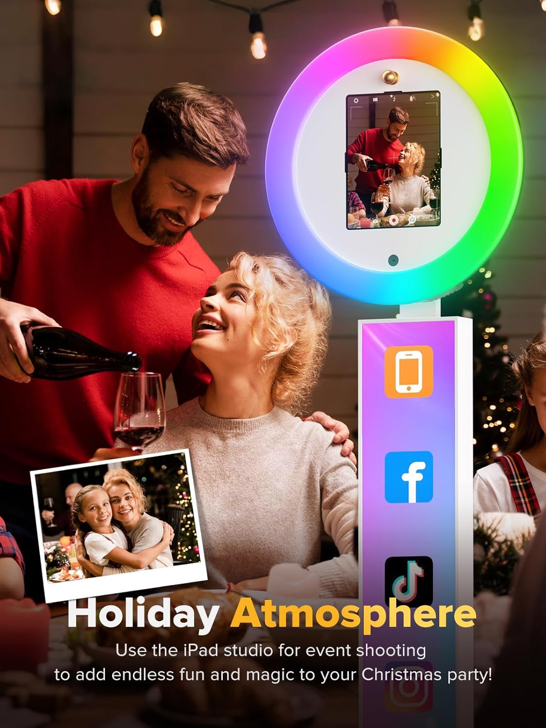 Portable Photo Booth,Selfie Photo Booth with RGB Ring Light Free Customizable Logo Photo Booth