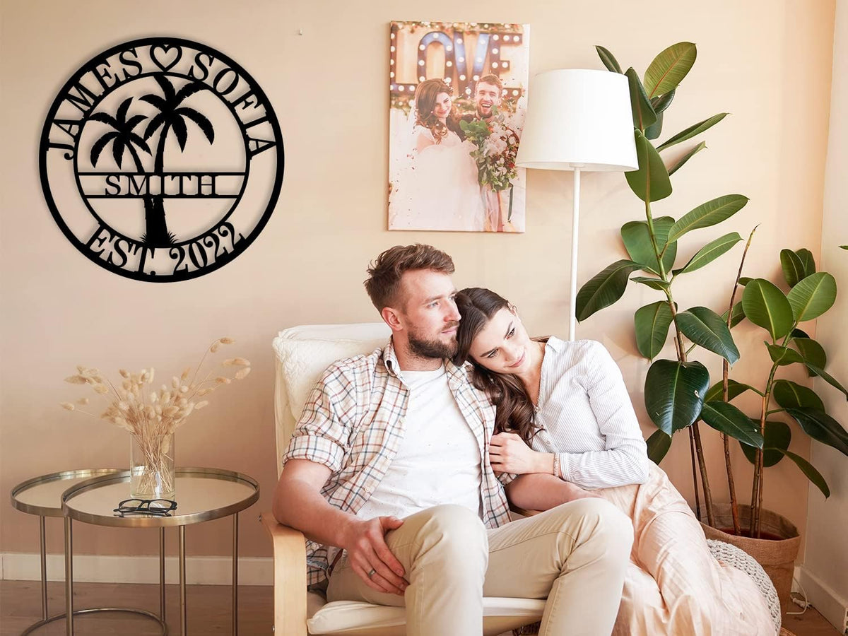 Personalized Metal Palm Tree Sign, Custom Signs Outdoor Palm Tree, Personalized Palm Tree Sign