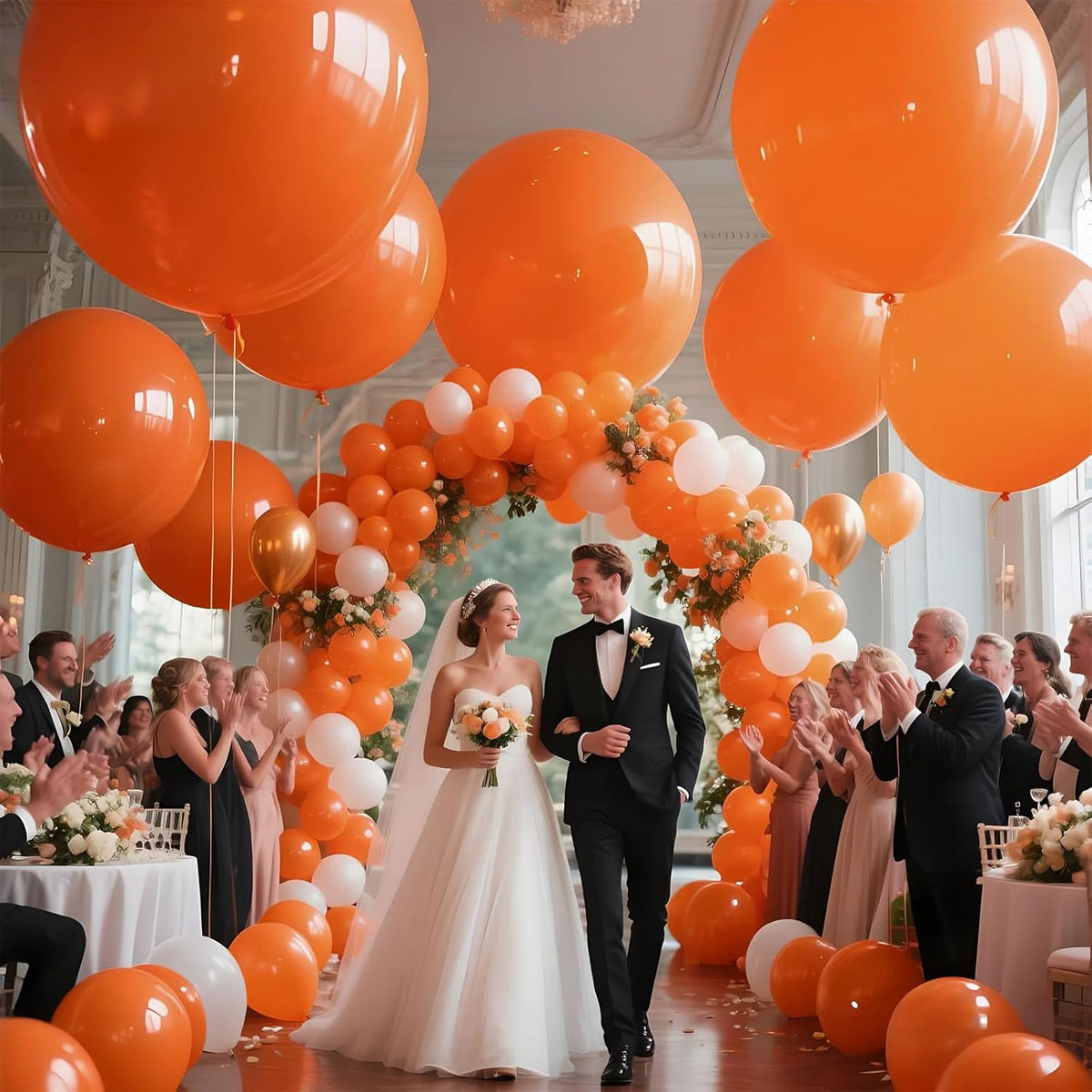KAWKALSH Orange Balloons 9pcs, 36 Inch Large Orange Balloons for Balloon Garland Arch as Birthday
