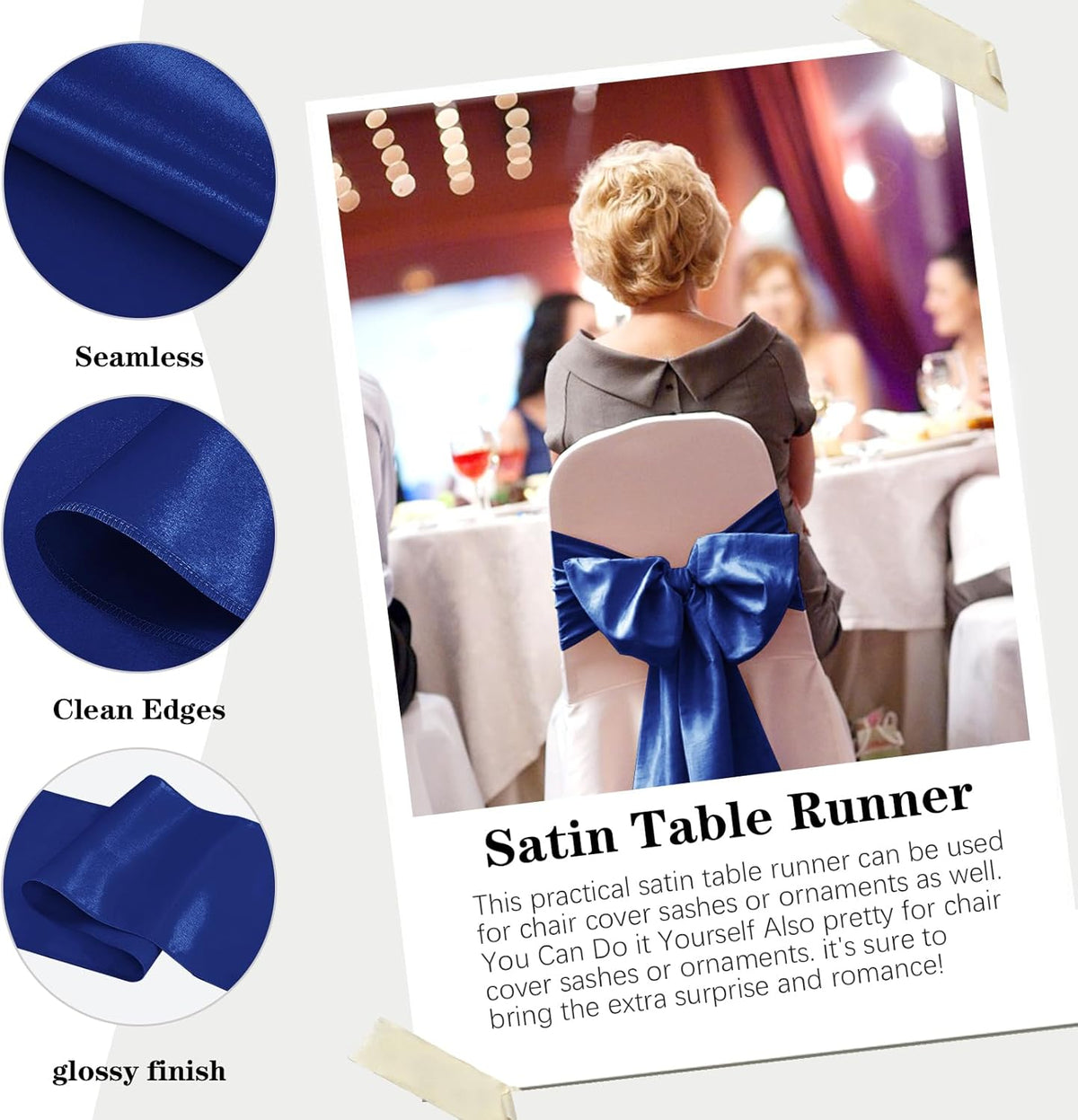 10 Pack Satin Table Runner 12 x 108 Inch Long Navy Silk Table Runner for Wedding Party Banquet