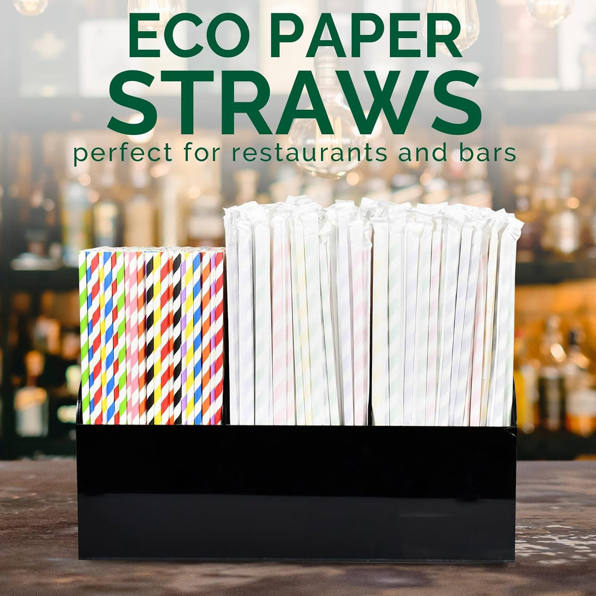 10.25 Inch Long Disposable Paper Straws Biodegradable Individually Wrapped, 0.24" Dia. (Colorful
