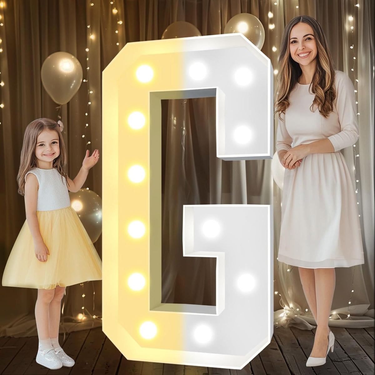 Pooqla 4 FT Marquee Light Up Letters, Cool White and Warm White Marquee Letter 4 Feet Tall, Giant