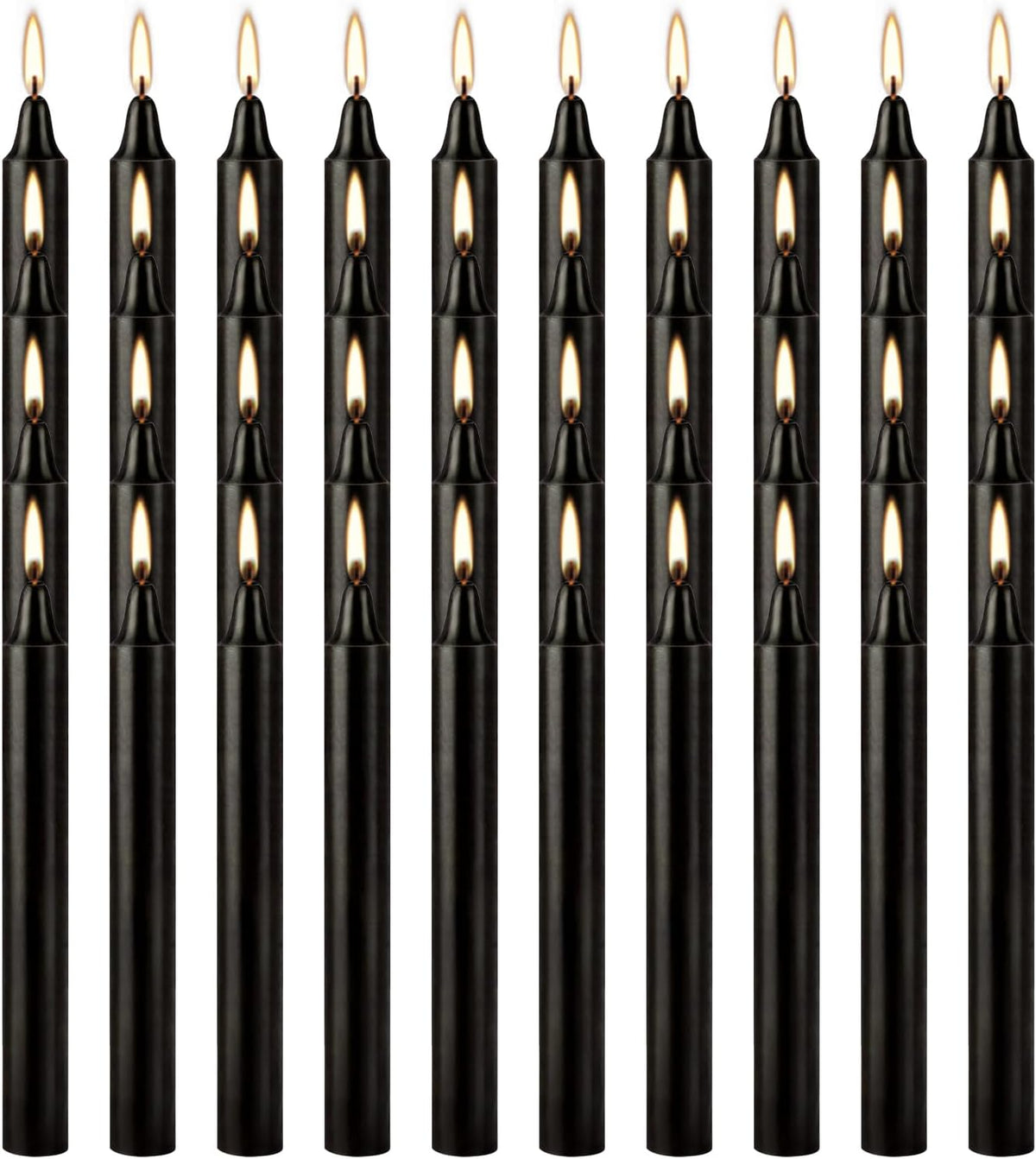 4 Inch, 40 Pack, Unscented, Dripless Taper Candles, Black, Smokeless Candles for Holidays, Wedding