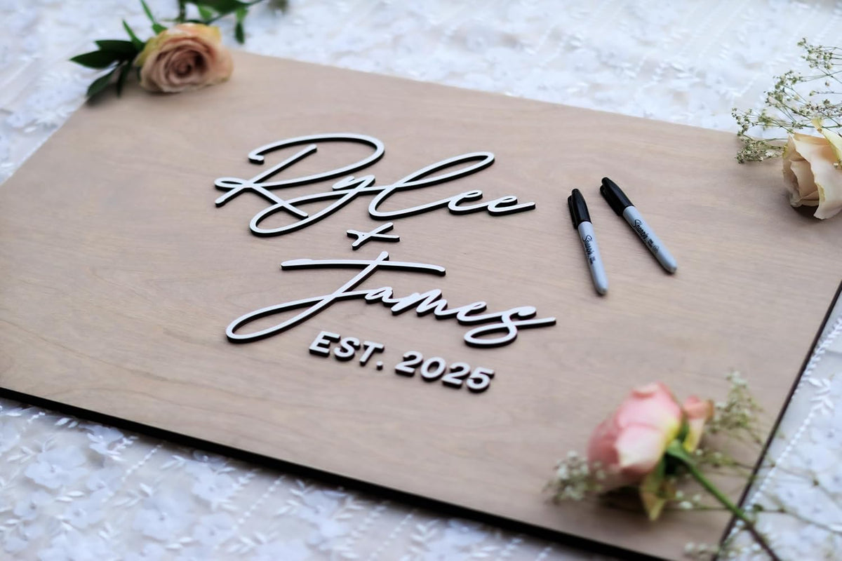 Personalized Last Name Guest Book, Unique Guest Book Sign, Custom Alternative Guest Book, Wooden