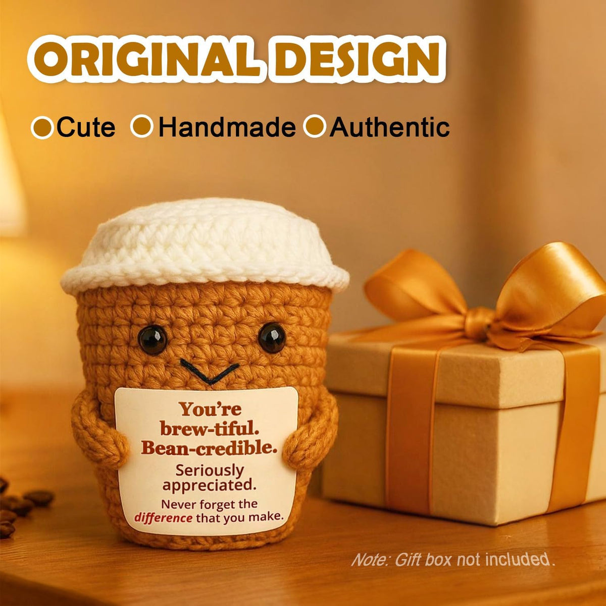 Coffee Lovers Gifts for Women, Positive Espresso Emotional Crochet Handmade Support, Small