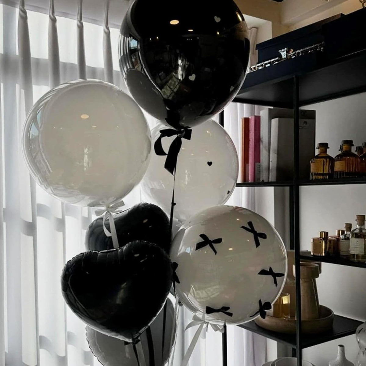 Black Heart Balloons,12Pcs 18 Inch Black Foil Love Heart Shaped Balloons for Valentines Day