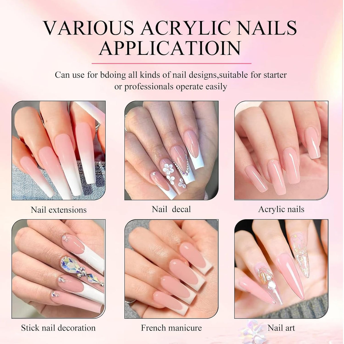 Clear Acrylic Nail Powder Professional 120g Acrylic Nail Powder Polymer for 3D French Nail Manicure